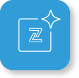Blue icon with a white Z and a sparkle design. Blue icon with a white Z and a sparkle design.