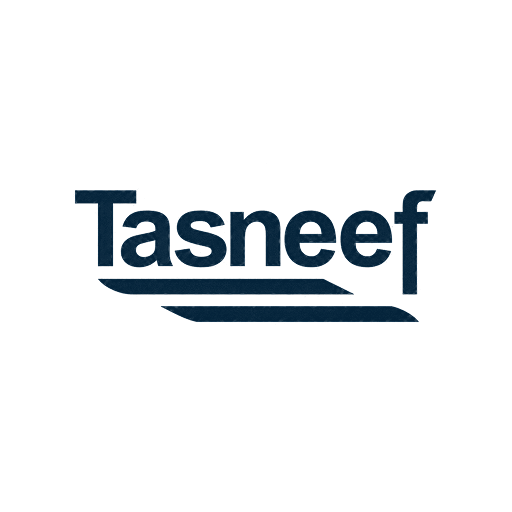 Tasneef logo with blue text and underline design.